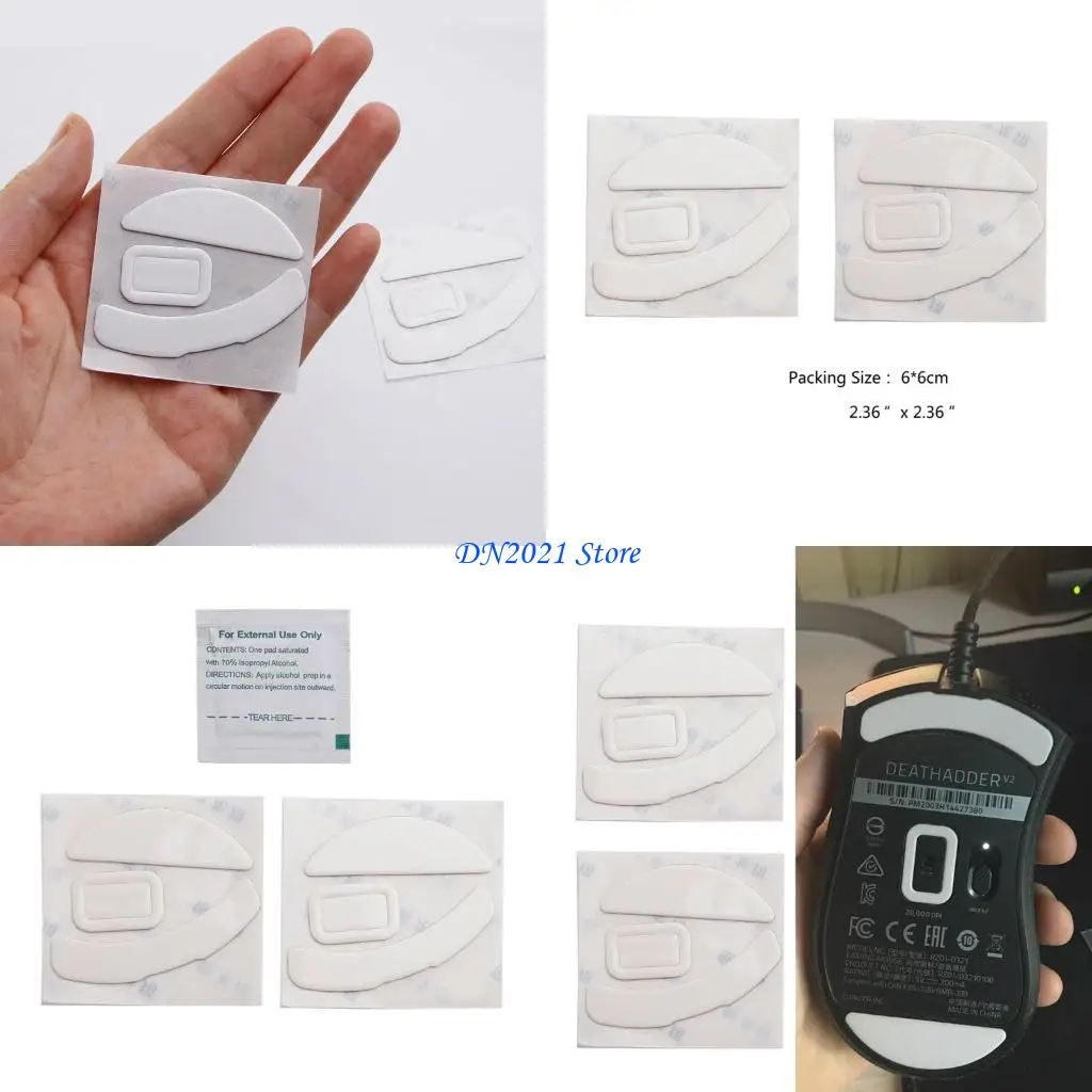 F3KE 2 juegos pies ratón, patines, almohadilla deslizante, bordes curvos para DeathAdder V2