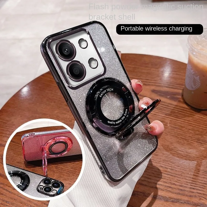 Funda trasera protectora magnética para Xiaomi Redmi Note 13, 12, 11, 10, 9, 8 Pro, anillo brillante - imagen 2