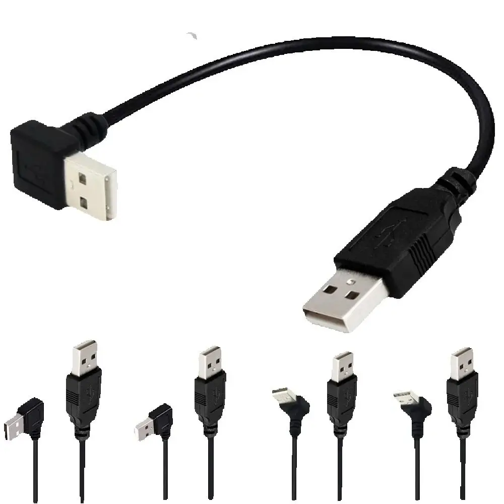 25cm 50cm 1m 1,5m USB 2,0 A macho A USB A macho 90 grados izquierda derecha ángulo arriba abajo adaptador de extensión Cable de carga y datos