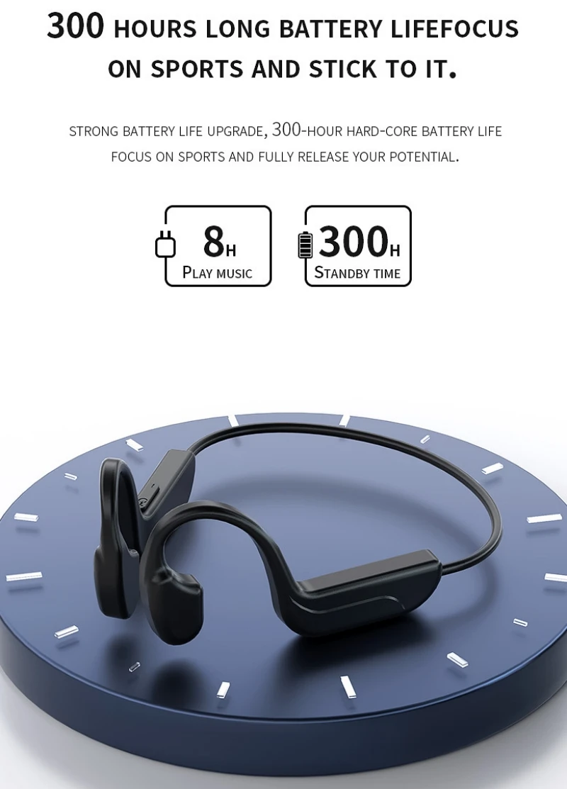 Auriculares con gancho para la oreja, conducción ósea, resistentes al agua, cancelación de ruido, HiFi, Bluetooth 5.0, bocina grande de 8 mm, compatible con tarjeta TF de hasta 128 GB, auriculares inalámbricos MP3 G10 - imagen 5