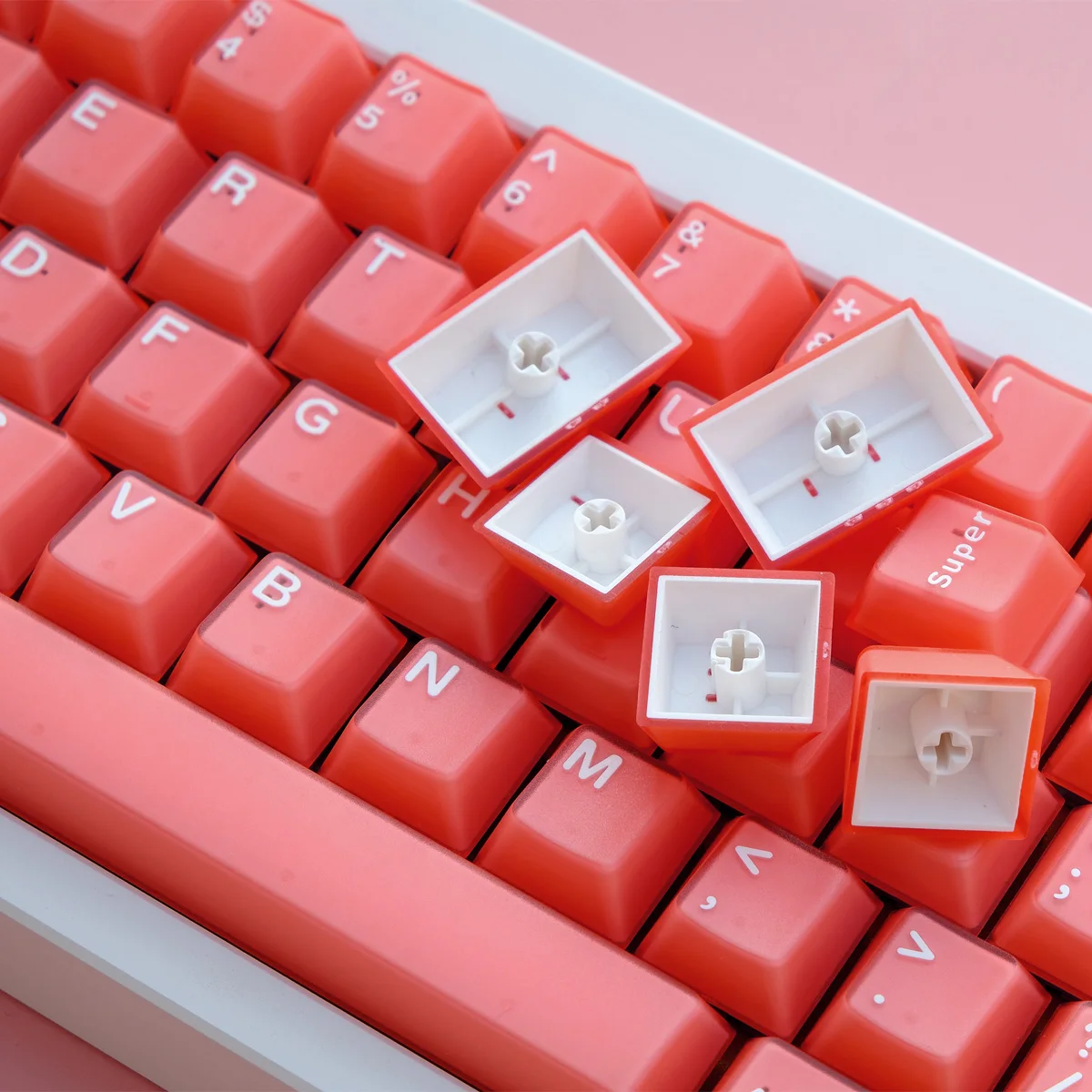Love Fei-Teclas de sublimación para teclado mecánico GX87 Crush80 Rainy75 Hi8 Lucky65, color rojo y naranja, 114 teclas, perfil de cereza, PBT - imagen 3
