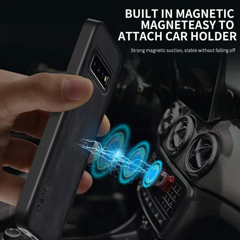 Funda de cuero magnética de lujo para Samsung Galaxy S9, S10 Plus, Note 8, 9, 10 Plus, cubierta trasera, protección de silicona, funda de teléfono Coque - imagen 4