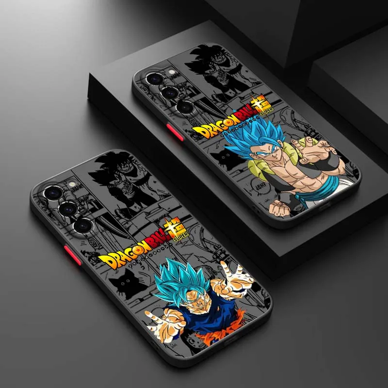 D-Dragon Ball Saiyan Anime Art para Samsung Galaxy S25 S24 S23 S22 FE Plus Ultra 5G esmerilado translúcido funda de teléfono