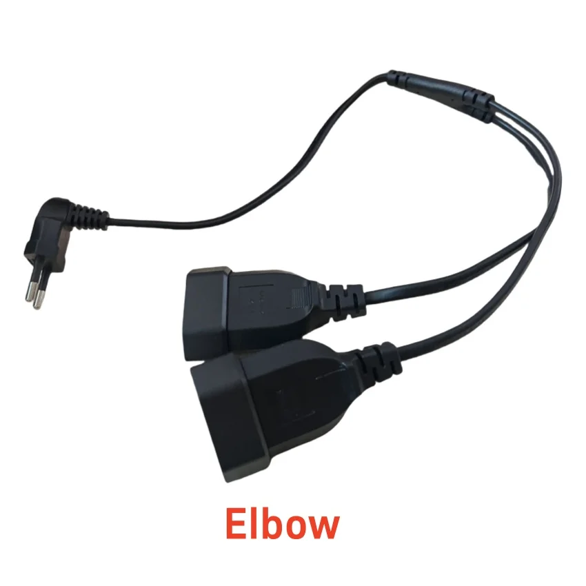 1 unidad CEE7/16 EU 2 clavijas macho a hembra salida dual, cable de extensión de salida de 2 vías Cable divisor de corriente europeo M/F. - imagen 2