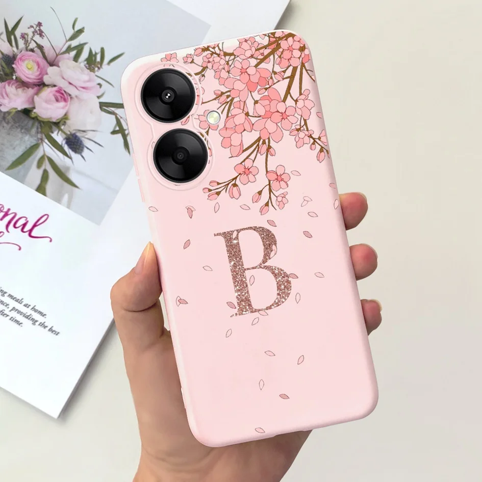 Para funda de teléfono Xiaomi Redmi 13C 5G cubierta de moda flor corona letras suave TPU pareja fundas para Xiaomi Redmi 13R Redmi13R parachoques - imagen 2