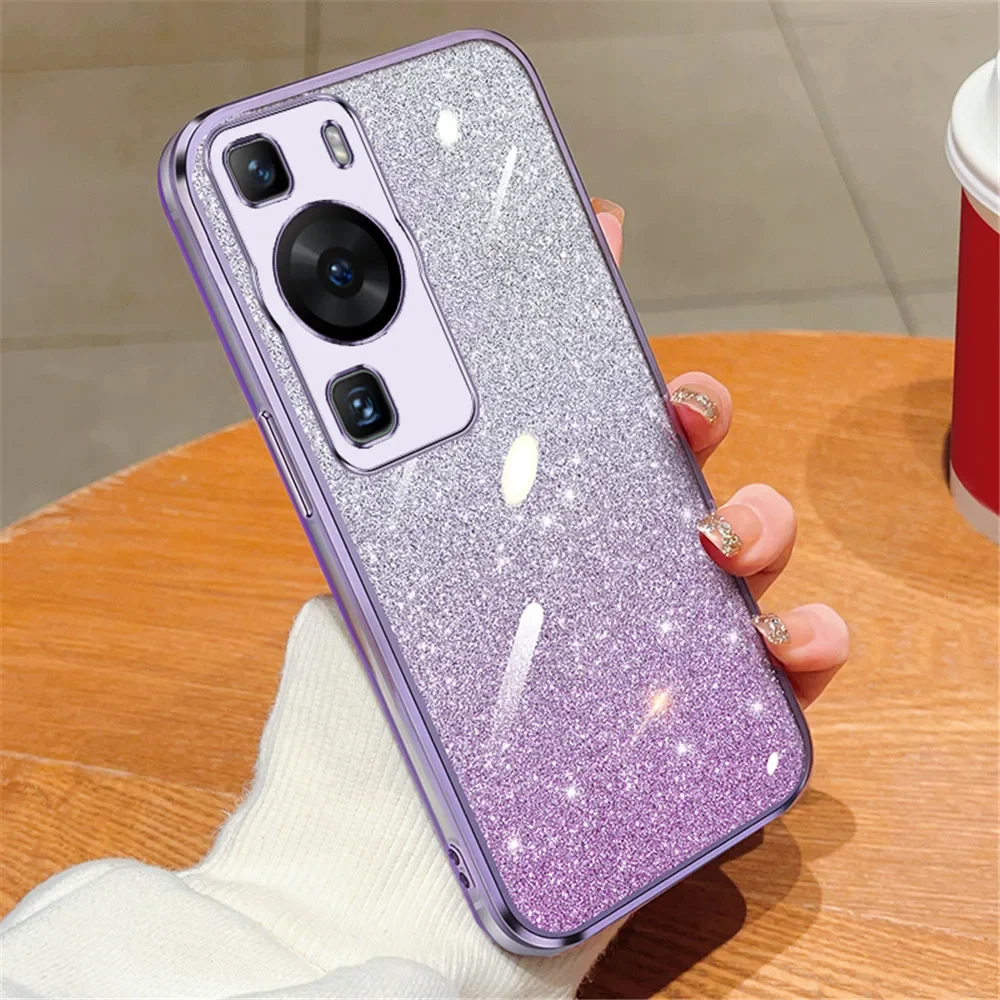 P30 Lite funda chapada con purpurina degradada de lujo para Huawei P30 Lite P40 P50 P60 Pro funda de silicona P Smart Mate 30 40 50 60 Pro - imagen 3
