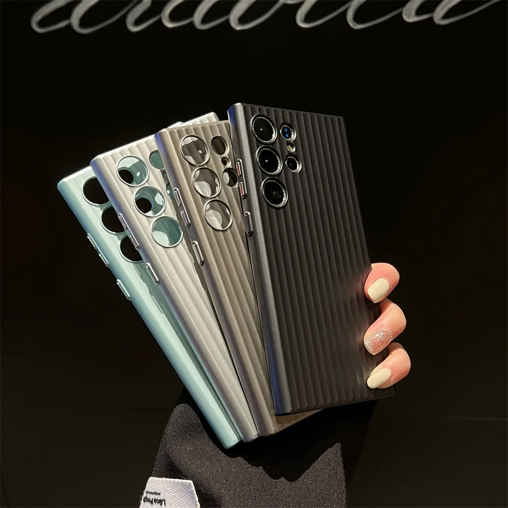 Funda de teléfono dura mate AG a rayas de lujo para Samsung Galaxy S24 S23 Plus, protección de cámara Ultra oficial, funda de armadura de plástico - imagen 4