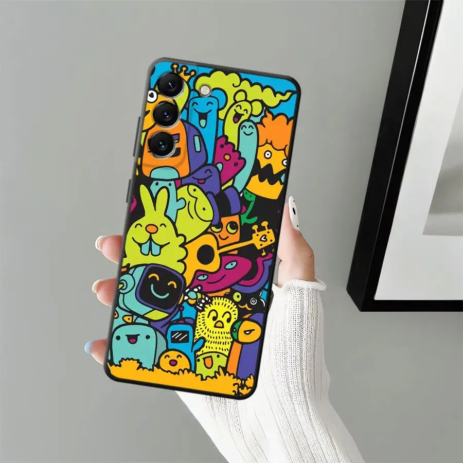 Monster Graffiti Cool funda para Samsung Galaxy A26 A72 A25 A71 A36 A35 A32 A22 A52 A51 A73 A24 A55 A41 A23 A53 teléfono suave negro - imagen 5