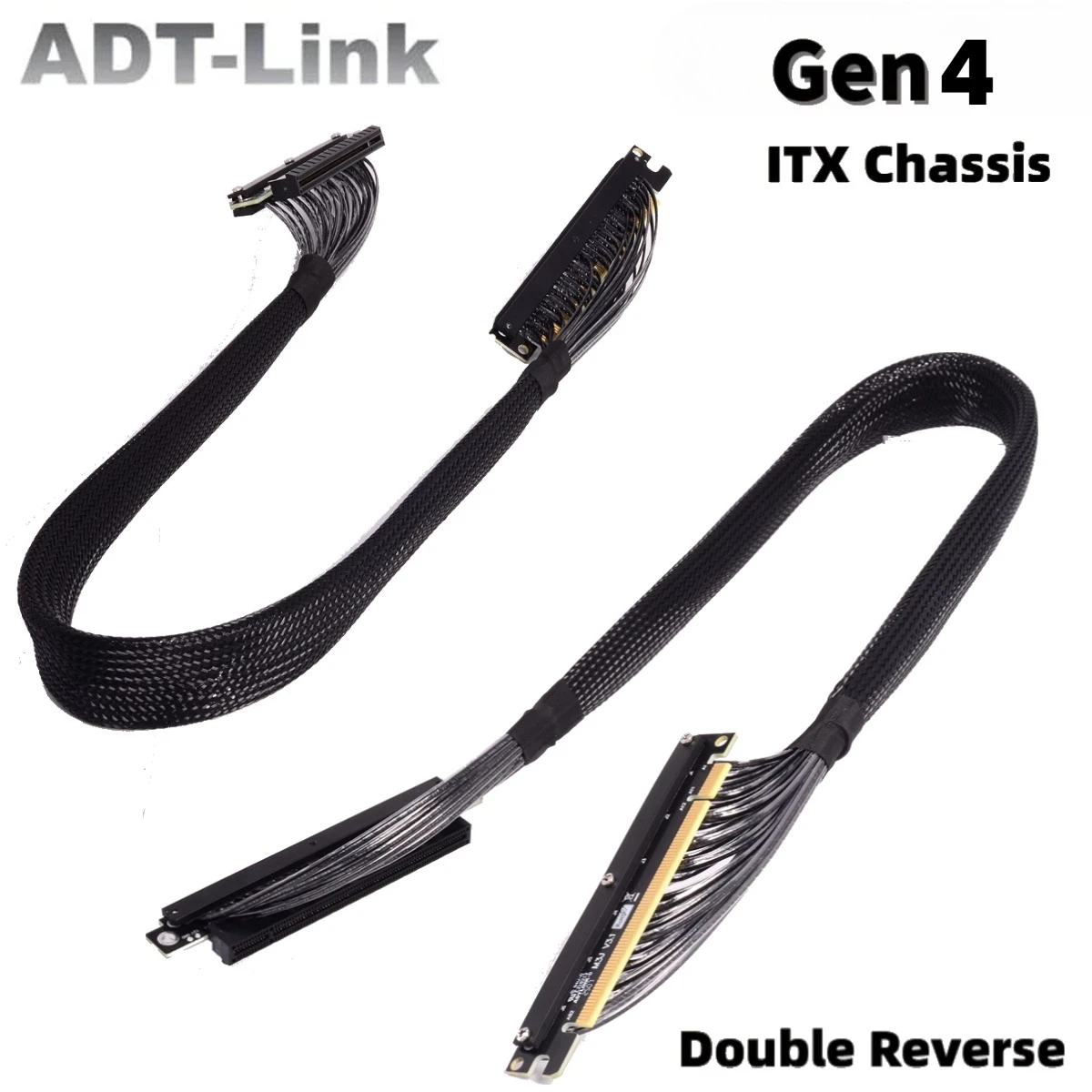 Cable de extensión ADT PCIe de doble giro inverso derecho/izquierdo Gen4 PCI Express 4,0 X16 tarjetas gráficas de flexión suave Cable de servidor A4 ITX - imagen 2
