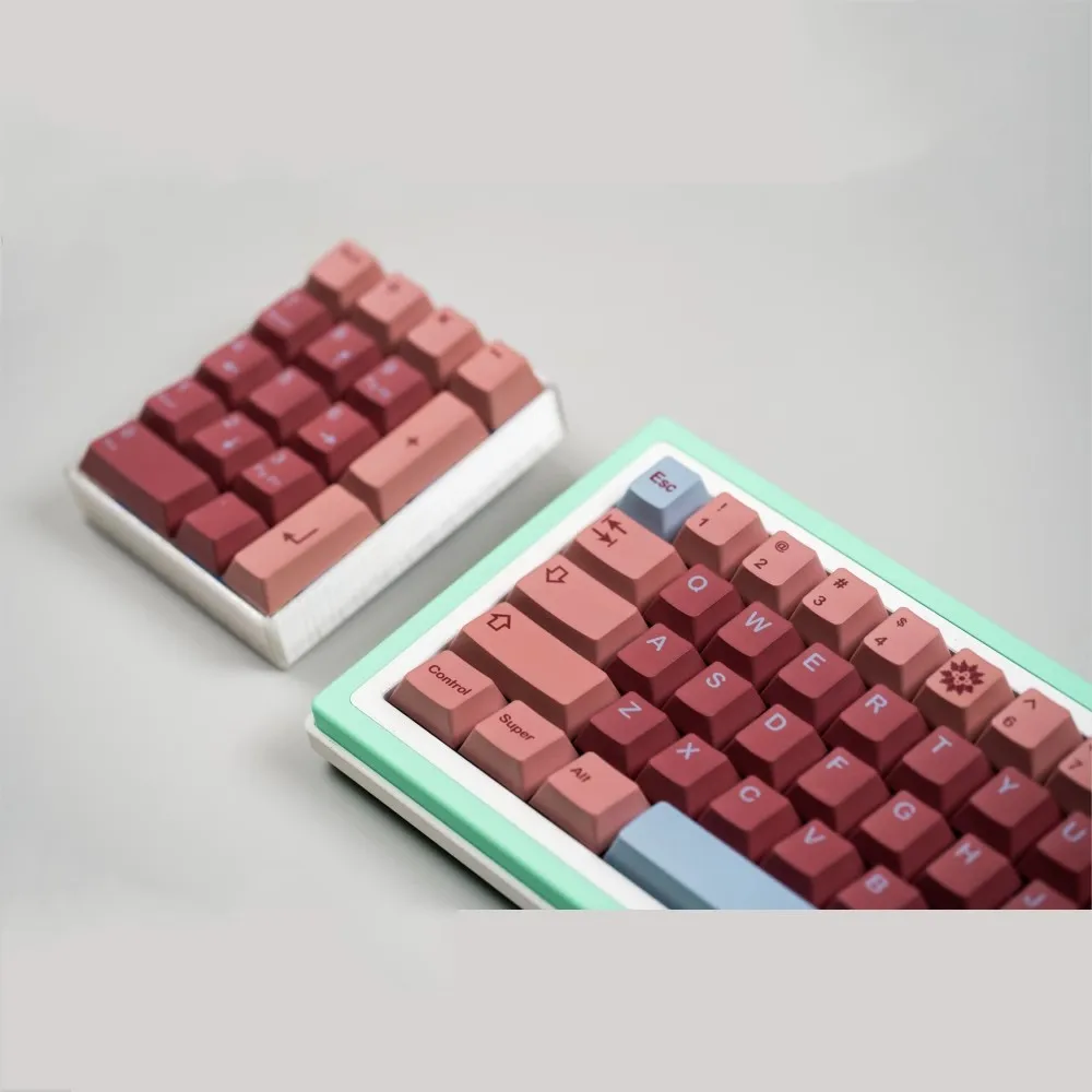 Juego de teclas con tema rojo burdeos y Aries, teclas subcama de tinte PBT, perfil de cereza, teclas a prueba de luz para teclado MX Switch, 1 Juego - imagen 5