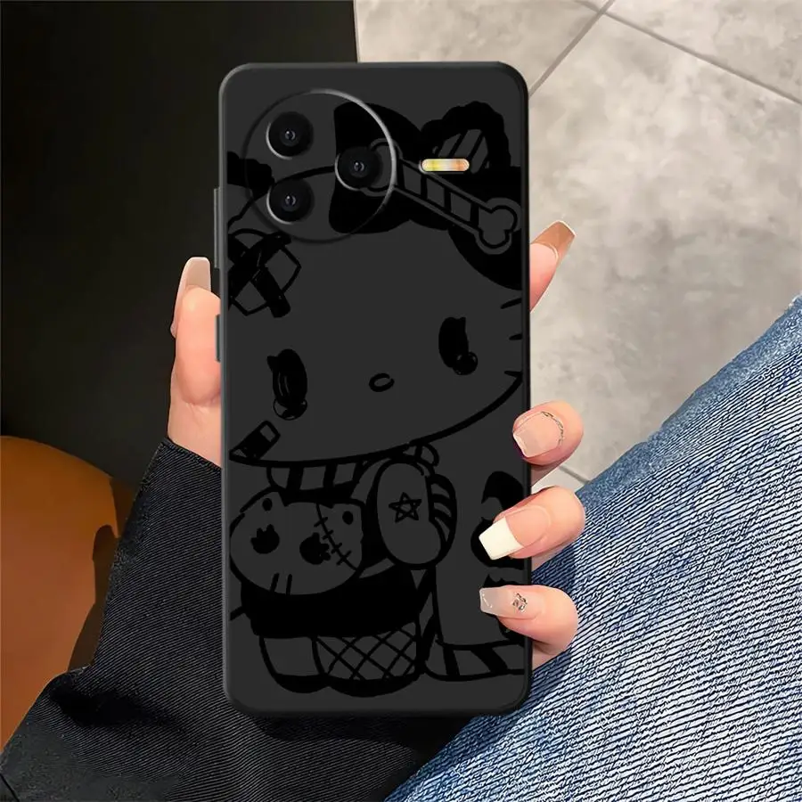 Sanrio Cool Kuromi Hello Kitty funda de teléfono suave negra para Xiaomi Redmi 10 A4 A3 9 A1 A2 Plus A5 12C K40 K80 Pro 14C 13C - imagen 5