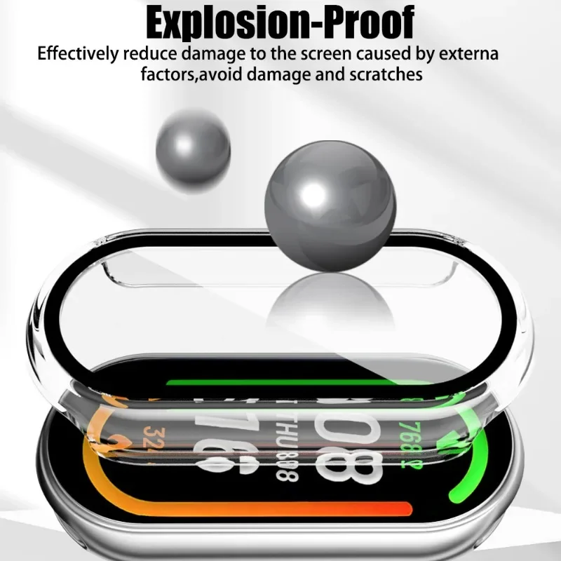 Funda + película de vidrio templado para Xiaomi Mi Band 9, cubierta protectora de cobertura completa para relojes inteligentes Mi Band9, Protector de pantalla - imagen 3