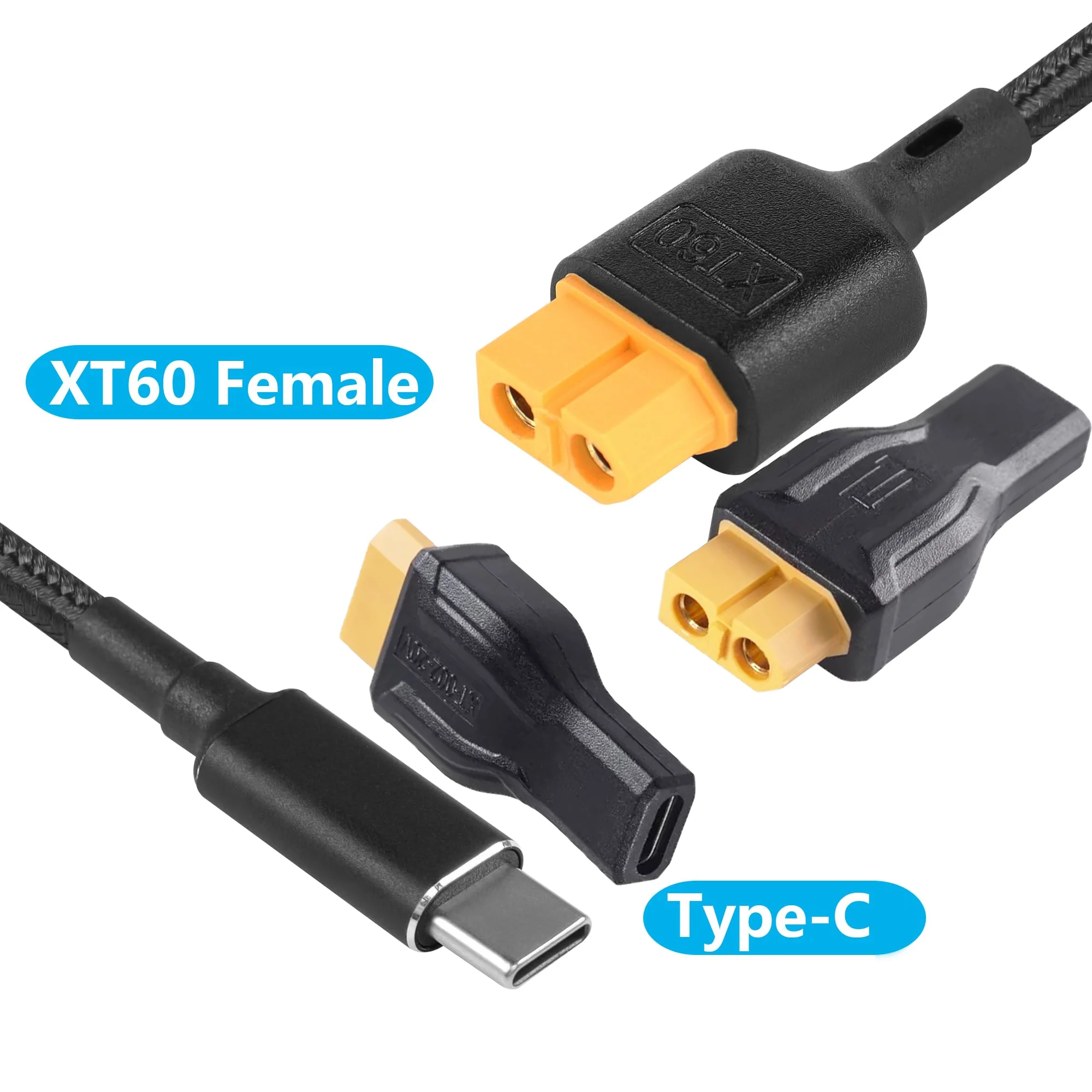 Cable de carga tipo C a XT60 PD 100W 20V/5A USB C a XT60 adaptador hembra para ToolkitRC Drone modelo cargador de energía de almacenamiento de energía