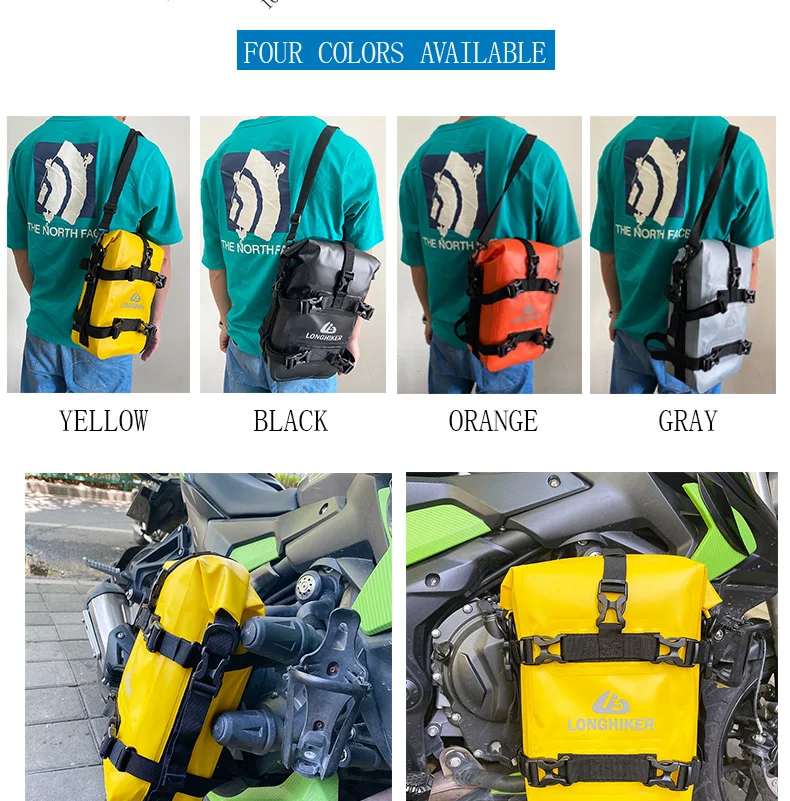 LONGHIKER bolsa de parachoques de motocicleta, bolsa trasera impermeable, bolsas de equitación multifuncionales, bolsa lateral resistente al desgaste, puede ser un solo hombro - imagen 5