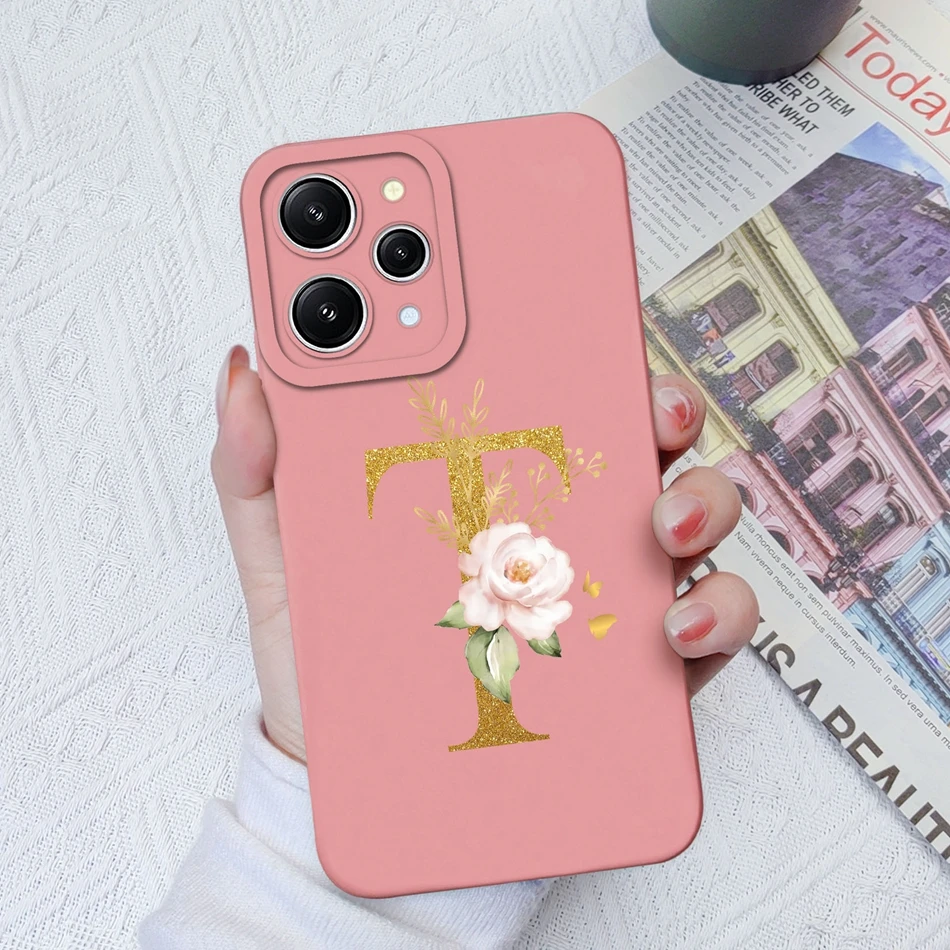 Para Xiaomi Redmi 12 12C 11A funda de teléfono Rosa 26 letras suave silicona líquida a prueba de golpes cubierta rosa para Redmi 12 C 11 A 4G 5G Capa - imagen 5