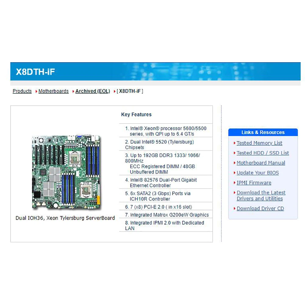 Placa base del servidor Xeon Processor serie 5600/5500 X8DTH-iF - imagen 2