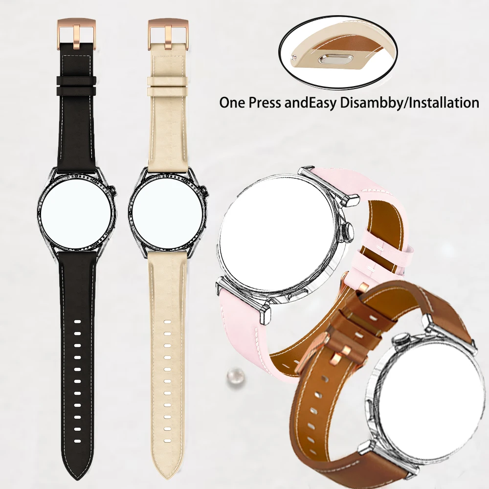 Pulsera de instalación con un solo clic de cuero Pu de 18mm, correa de reloj elegante para mujer para Huawei Watch GT 6 5 4 41mm, accesorios para reloj inteligente