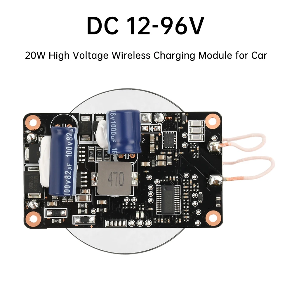Módulo de carga inalámbrica de coche de alto voltaje de 20W DC 12-96V módulo transmisor PCBA de carga inalámbrica 12V 24V 72V 96V - imagen 4