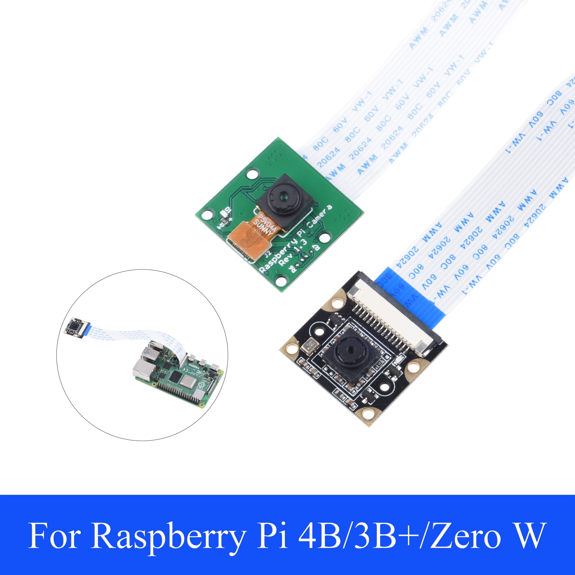 Módulo de cámara de visión nocturna Raspberry Pi 4B 65 °   Cámara web de 5MP con luz LED con sensor infrarrojo IR para Raspberry Pi 4B/3B+/3B/Zero W