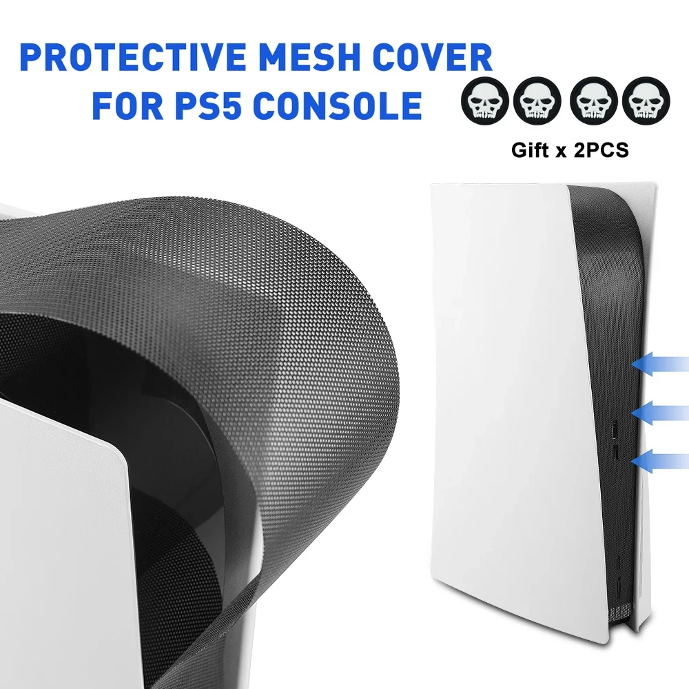 Para accesorios de PS5, Protector de filtro de red antipolvo, malla para disco PS5 y consola Digital, cubierta lateral transpirable antiarañazos a prueba de polvo