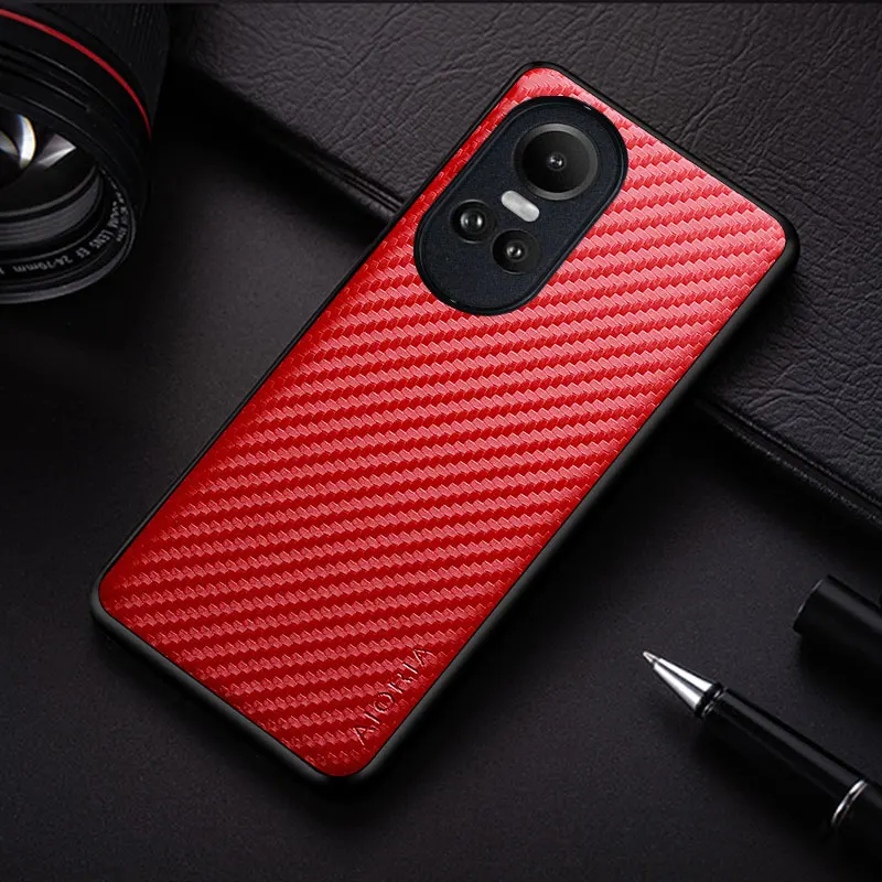 Funda delgada de fibra de carbono a prueba de golpes para Oppo Reno 11 10 8 T 7 6 Pro Plus, funda protectora antideslizante de cuerpo completo para teléfono - imagen 4