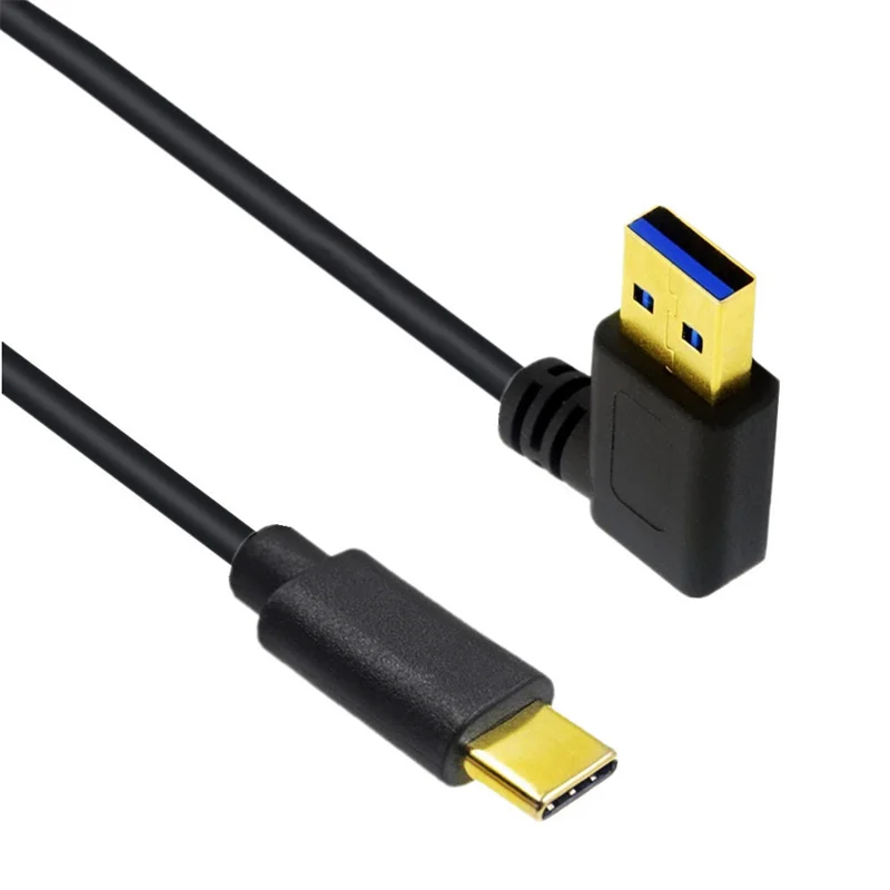 Cable adaptador USB 3,0 tipo A macho A USB 3,1 tipo C macho, conector chapado en oro, ángulo de 90 grados, arriba y abajo, izquierda y derecha, 0,2 m - imagen 2