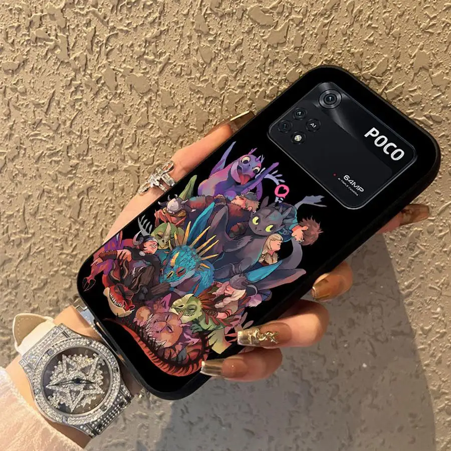 Funda para Xiaomi Poco X3 X4 X5 X7 Pro C61 F3 C71 M5 M3 M4 M7 Pro C75 F1 C40 C50 funda negra suave para teléfono dibujos animados lindo dragón - imagen 2
