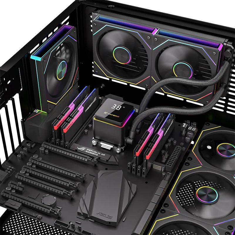 Enfriador de agua X-GAMERX PowerTrain M240 240 mm Efectos de luz ARGB global 360 ° Cubierta magnética pantalla de visualización digital enfriador de cpu aio - imagen 5