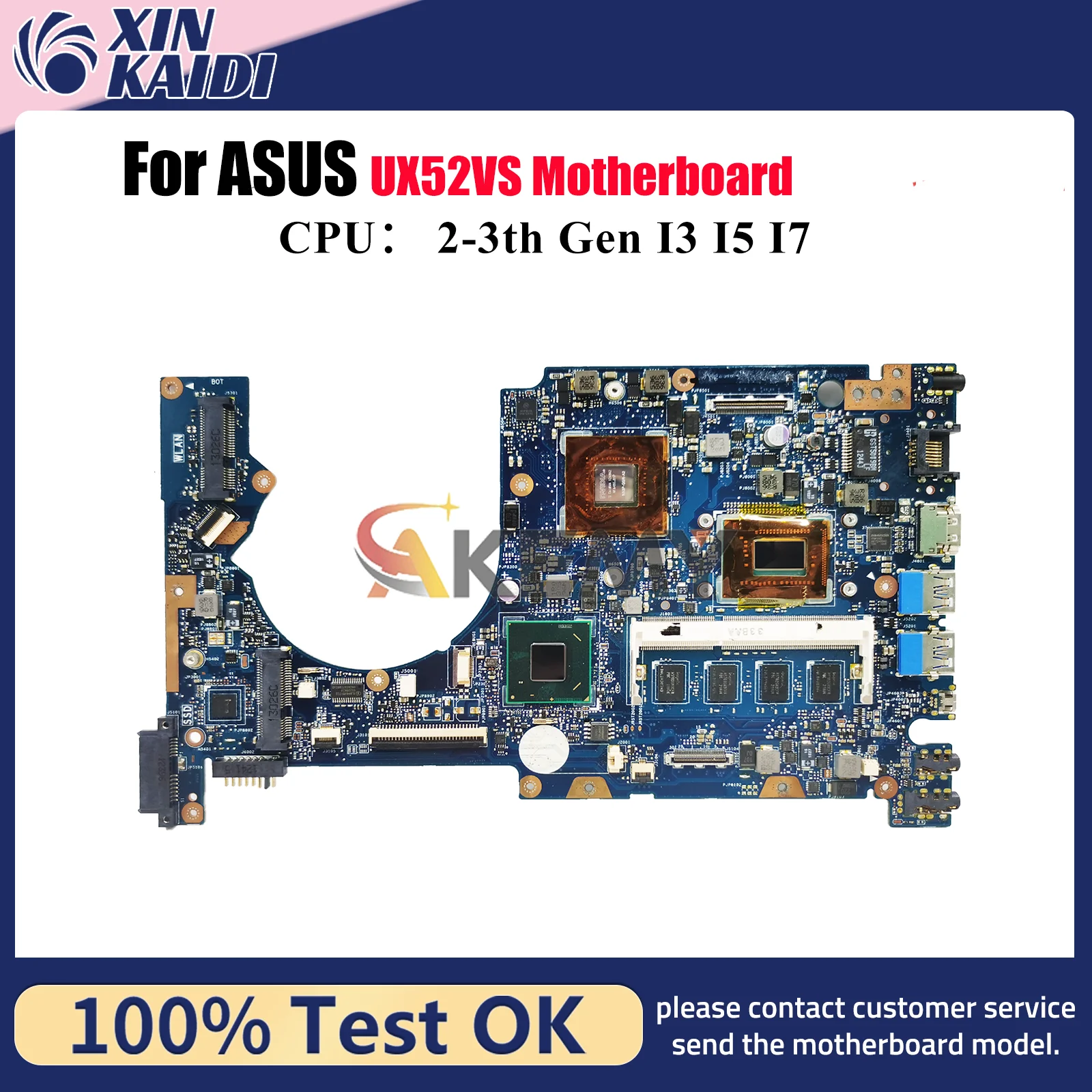 Placa base para ordenador portátil UX52VS para ASUS ZenBook UX52V UX52VS placa base para portátil con CPU I3 I5 I7 100% pruebas OK envío rápido stk