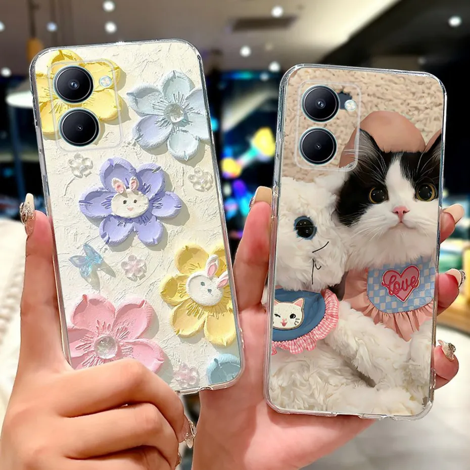 Nuevo diseño de funda de teléfono para Realme C33 (RMX3624), funda trasera delgada de TPU transparente para RealmeC33 C 33 2020, fundas de silicona suave - imagen 2