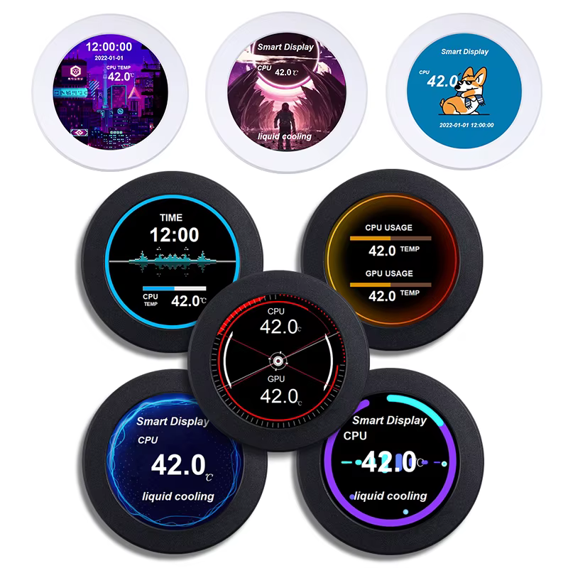 Enfriador de agua con pantalla IPS tipo C de 2,1 pulgadas, pantalla secundaria USB, 480x480, PC LCD, CPU, GPU, RAM, HDD, Monitor CNC, no necesita AIDA64 - imagen 5