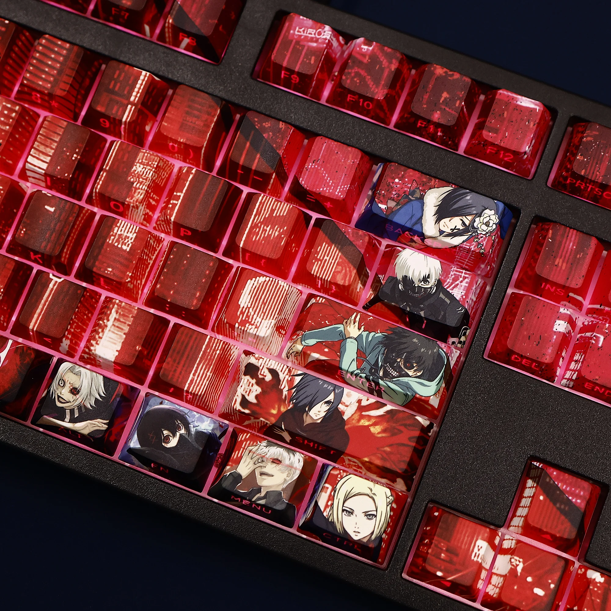 Tokyo Ghoul Kaneki Ken Keycap Cherry Profile 108 teclas PBT lado grabado translúcido Anime Keycaps para teclado mecánico para jugar - imagen 5