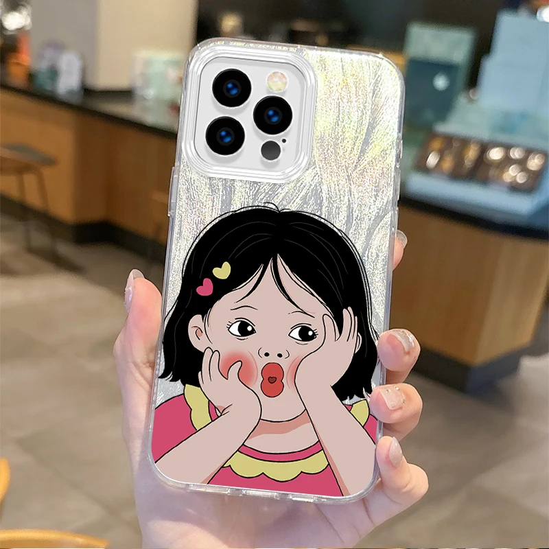 Funda de teléfono con dibujos animados para iPhone, carcasa trasera a prueba de golpes con gradiente, con personalidad divertida, para iPhone 16, 15, 14, 13, 12, 11, 8, 7, 6 Pro Max Plus, XS, XR - imagen 3