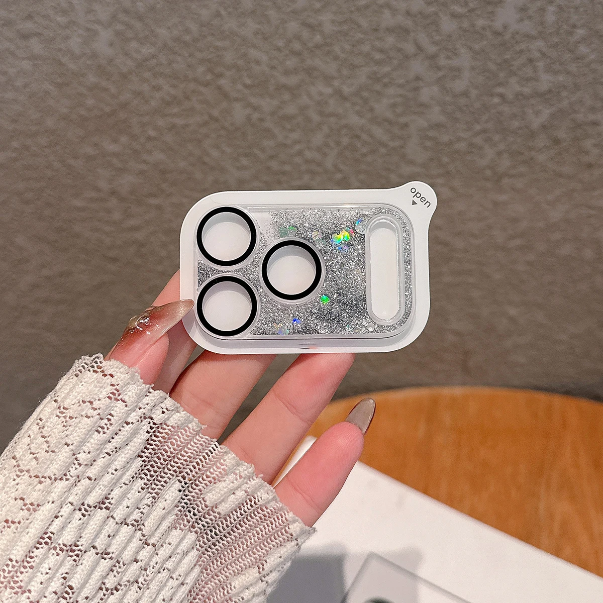 Protector de cámara brillante Quicksand para iPhone 17 Pro Max 17 Pro, película de lente con purpurina, protección completa de silicona antiarañazos para cámara