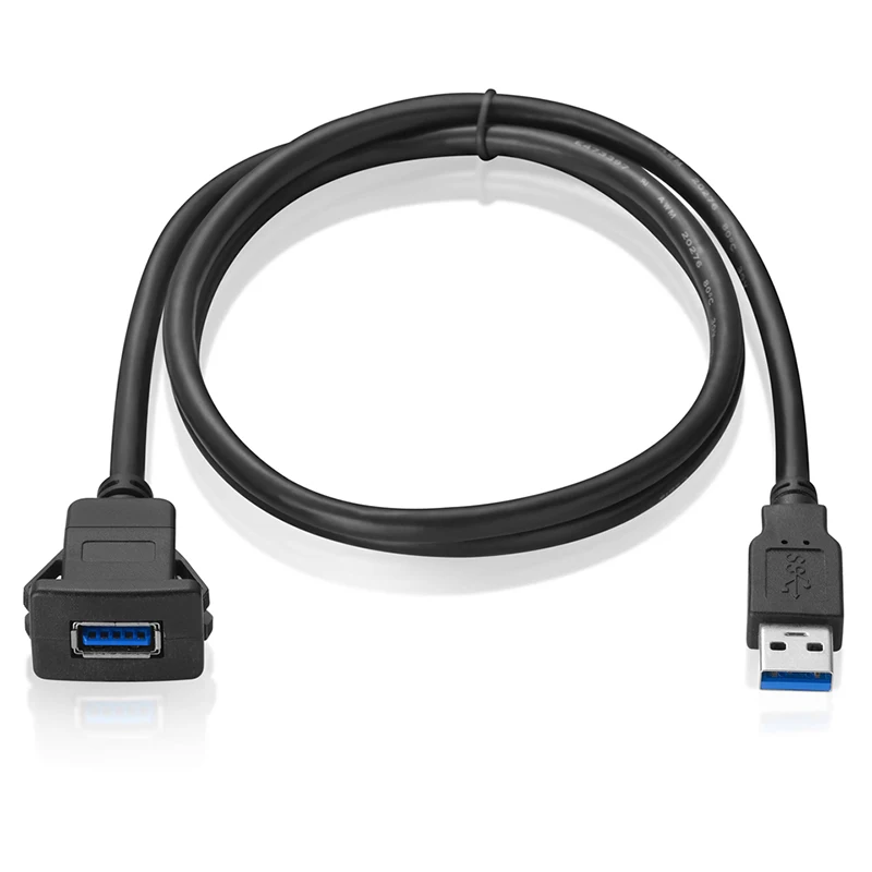Cable de extensión de Panel empotrado para coche, camión, barco, motocicleta, puerto USB 3,0/2,0, macho a hembra, 1m - imagen 2