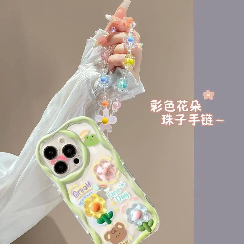 Funda con cordón de conejo 3D para Xiaomi, carcasa transparente con cadena de flores, estilo coreano, para modelos Poco F6 Pro, M6, X3, M3, X5, F4, X3GT, 12T Lite - imagen 5