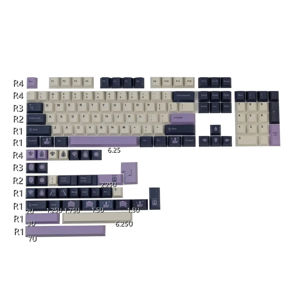 GMK Amethyst Keycaps PBT Dye Subbed 140 teclas Keycaps Cherry Profile Keycap con 2.25U 2.75U 3U 7U Barra espaciadora ISO Enter - imagen 3