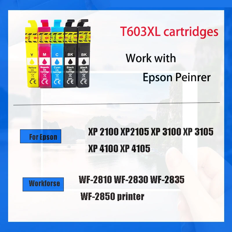 Cartucho de tinta para impresora Epson WorkForce E-603XL, recambio de tinta Compatible con WF-2810DWF, WF-2830DWF, WF-2835DWF, T603, T603XL, WF-2850DWF - imagen 3