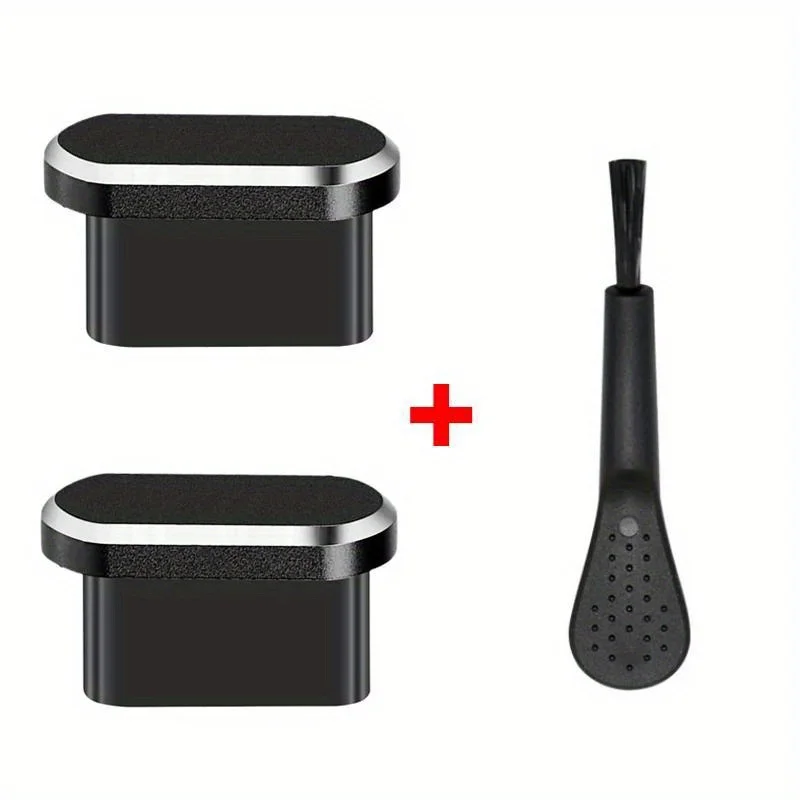 Tapón antipolvo totalmente metálico para iPhone 15, 16 Pro Max Plus: cubierta protectora para puerto de carga tipo C con cepillo de limpieza - imagen 3