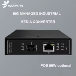 Convertidor de medios industrial 10GbE gestionable SFP+ PoE