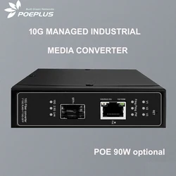 Convertidor de medios industrial 10GbE gestionable SFP+ PoE
