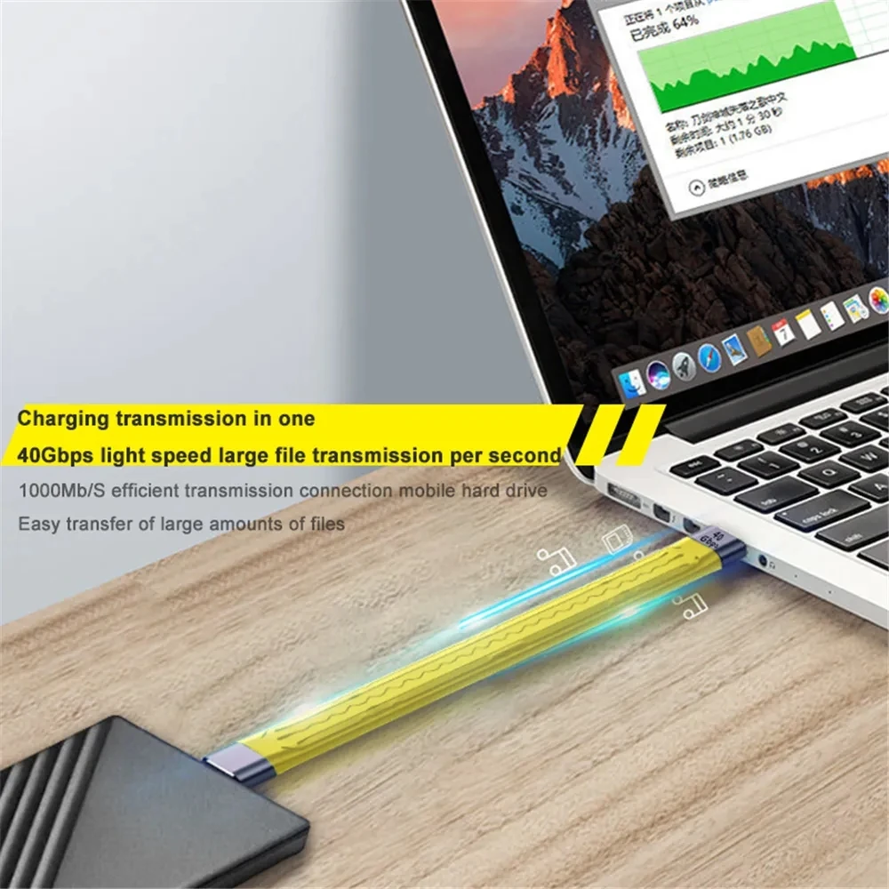 Cable de datos USB 4,0 Gen3 40Gbps Thunderbolt 3 PD 100W 5A Cable de carga rápida USB C a tipo C Cable 4K 60Hz Cable de datos USB tipo C