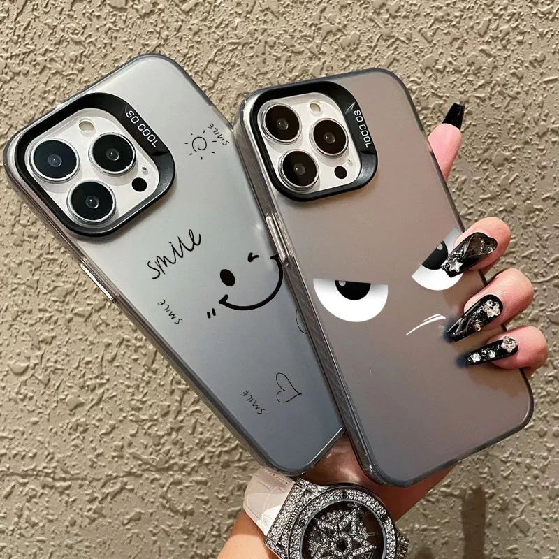 Funda de teléfono con cara enojada y sonrisa divertida para Xiaomi Redmi Note 13, 11, 12 Pro Plus, 4G, 5G, 11S, 12S, 10S, Redmi 13C, cubierta dura mate chapada - imagen 2