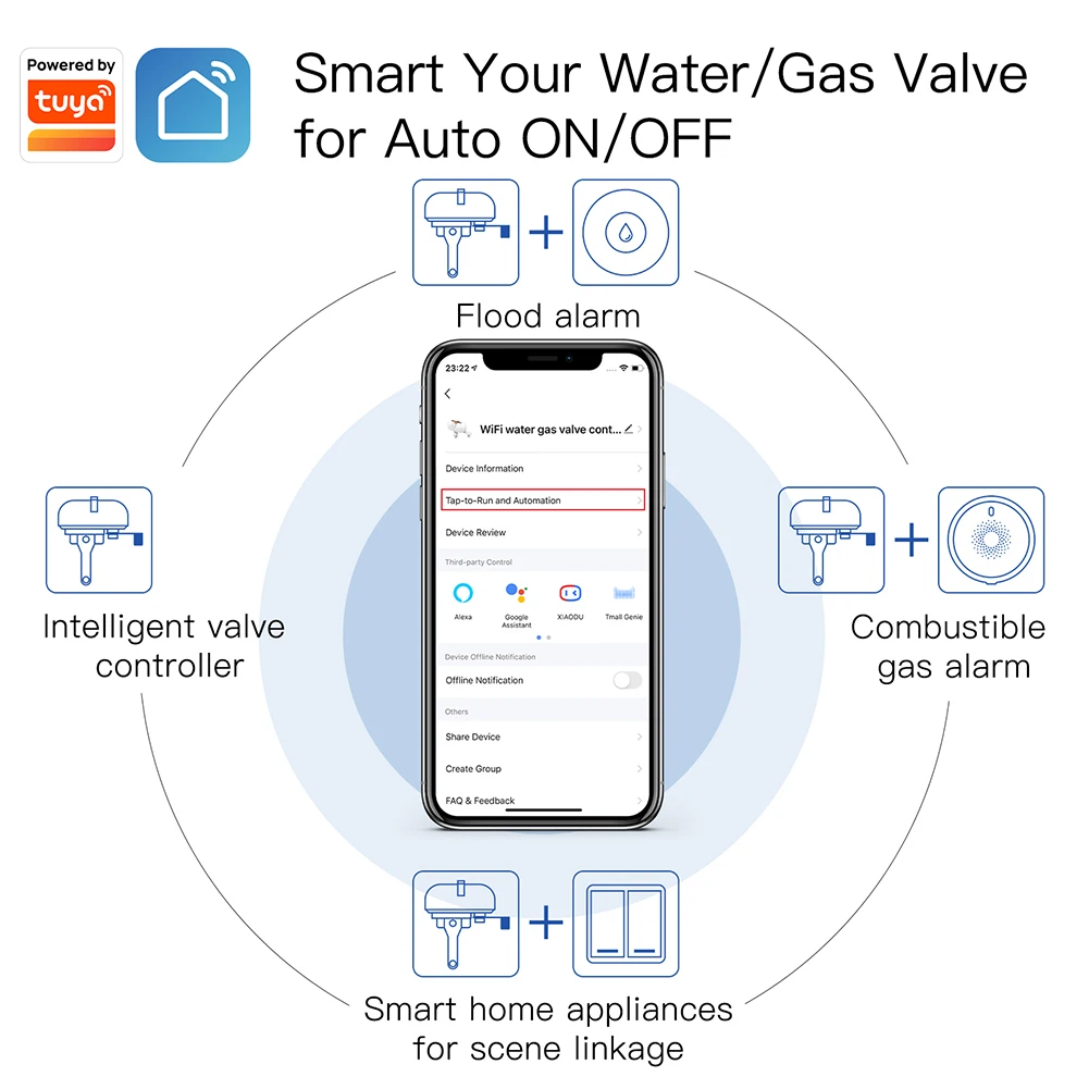 Válvula de cierre automático para tubería de Gas y agua, controlador inteligente con WiFi/ZigBee, Control remoto por aplicación Smart Life, Tuya, Alexa y Google Home - imagen 3