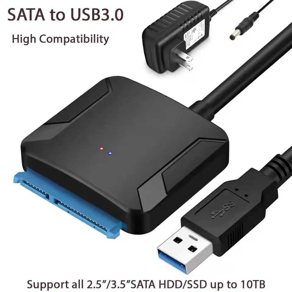 Cable SATA a USB 3,0, convertidor adaptador de disco duro SATA III para disco duro HDD SSD de 2,5 "y 3,5" con adaptador de corriente de 12V/2A - imagen 2