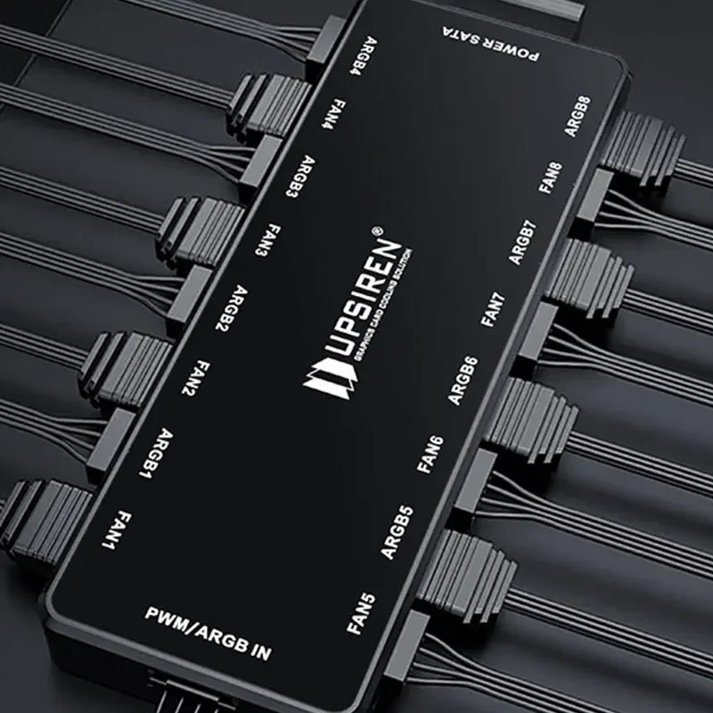 UPSIREN HU-8 Hub de ventilador de chasis, 8 juegos de interfaces ARGB y PWM, diseño magnético inferior, admite sincronización de la placa base - imagen 3