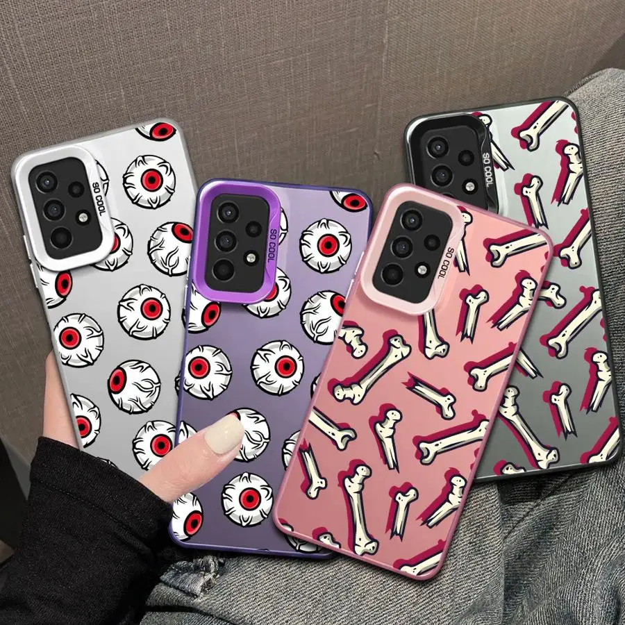 Funda para Teléfono con Diseño de Huesos y Gafas de Terror para Samsung Galaxy A12 A34 A13 A14 A15 A16 A21s A23 A26 A24 A25 A17 A20s A31 A35