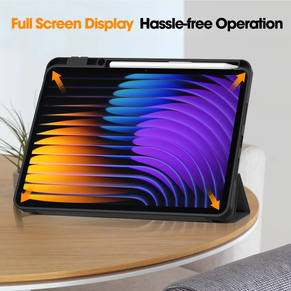 Para Xiaomi Pad 7 Pro 2024 Funda con soporte inteligente de cuero triple plegable magnético para Xiaomi Mi Pad 7 Pro Pad 7 Pro soporte para lápices Funda - imagen 4