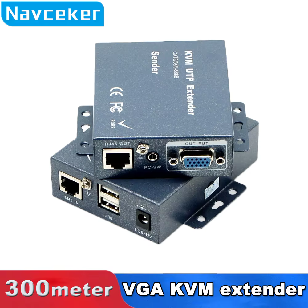Extensor KVM VGA USB Cat5/6 – 300m 1080P con Audio - imagen 5