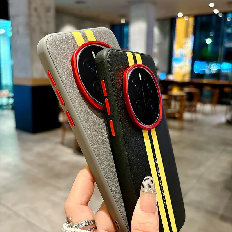 Para Honor Magic 7, 7 Pro, 7 RSR funda ELVEV pista amarilla sensación de piel PU funda dura para teléfono de PC - imagen 3